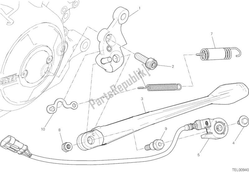 All parts for the Side Stand of the Ducati Diavel Xdiavel Brasil 1260 2018